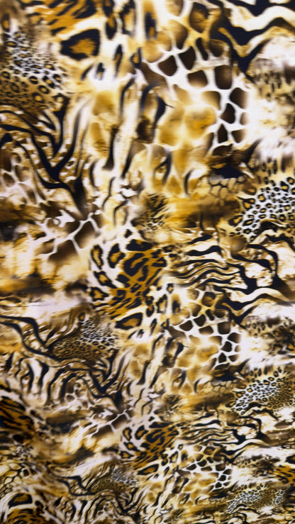 New Safari design exotic multi print on nylon spandex 4-way stretch 58/60” Sold by the YD. Ships worldwide from Los Angeles California USA.