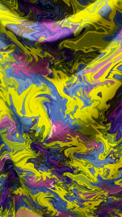 New Abstract Lava design ok great quality of nylon spandex 4way stretch 58/60" Sold by the YD. Ships worldwide from Los Angeles California