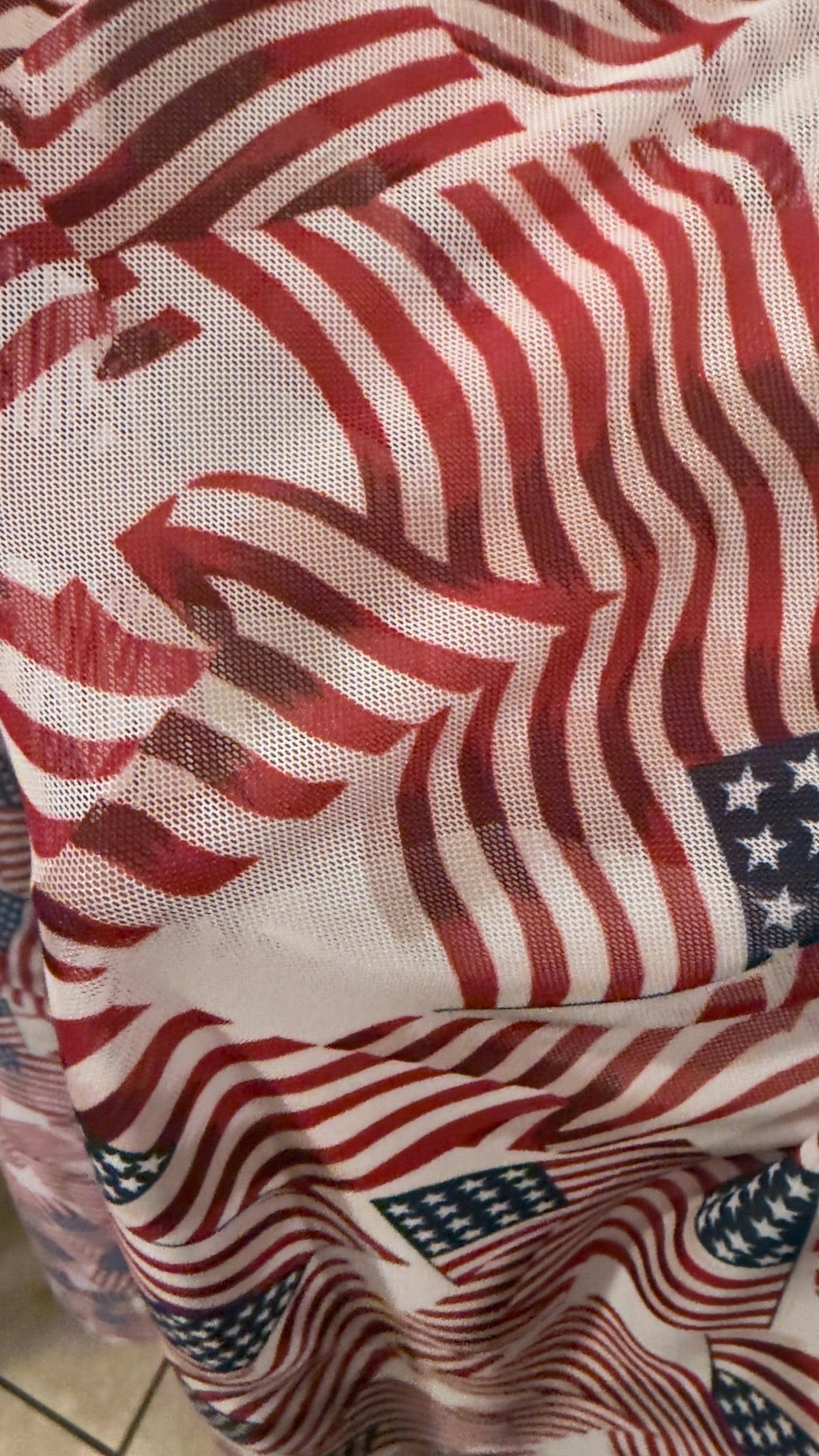 American Flags design print on power mesh 4-way stretch 58/60” Sold by the YD. Ships Worldwide from Los Angeles California USA.