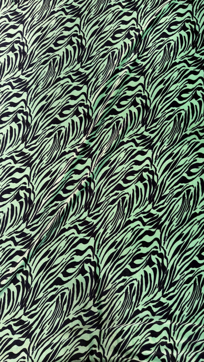 Exotic zebra design Green/Black  luxury stretch velvet 4-way stretch 58/60” High quality fabrics by AlexLAFabrics