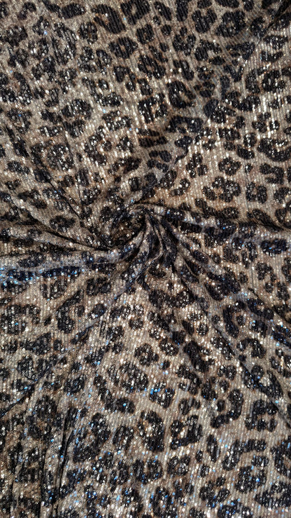 Exotic Leopard sequins design embroidered on stretch power mesh nylon spandex  4-way 55/57” High quality fabrics by AlexLAFabrics