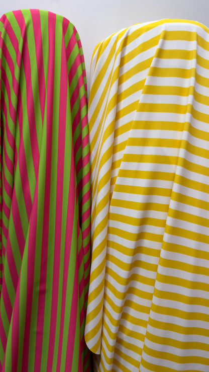 Stripes design on nylon spandex 4way stretch 58/60" Sold by the YD. Ships worldwide from Los Angeles California USA. High quality fabrics