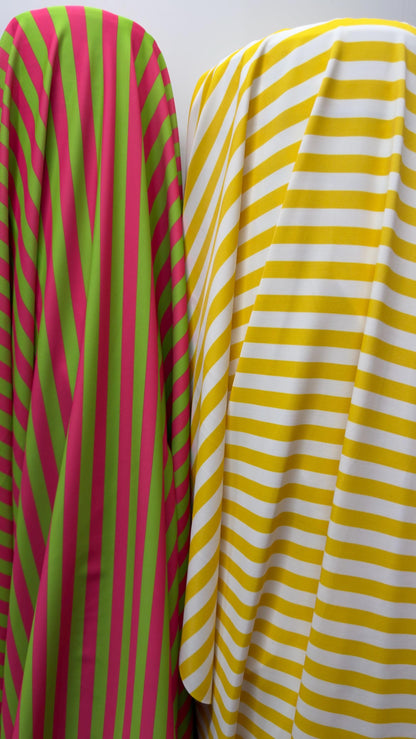Stripes design on nylon spandex 4way stretch 58/60" Sold by the YD. Ships worldwide from Los Angeles California USA. High quality fabrics