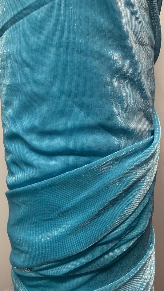 New Metallic Crystal mesh Blue/silver see through fabric 2-way stretch 58/60” Sold by the YD. Ships Worldwide from Los Angeles CA