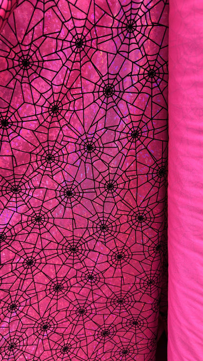 NEW Spiderweb design flocking on broken glasss Hologram metallic 4way strech nylon spandex sold by the yd. Ships from Los Angeles California