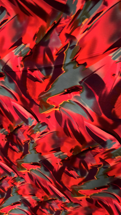 New abstract design Multicolor print on poly spandex 2-way stretch 58/60” Sold by the YD. Ships worldwide from Los Angeles California USA.