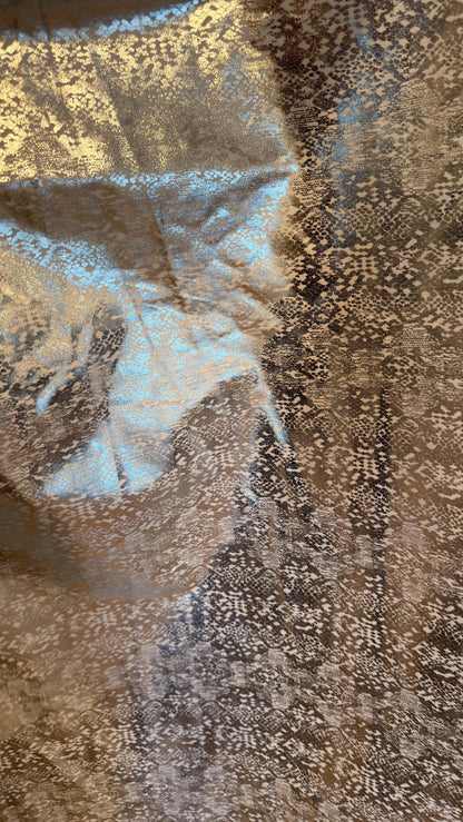 New Twill fabric Snake Design 2-way stretch with silver metallic all over foil  58/60" Sold by the YD. Ships worldwide from Los Angeles CA