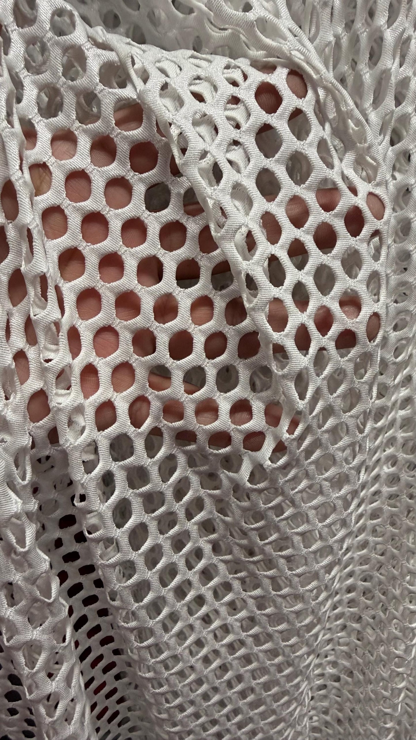 Metallic diamond mesh design medium size nylon mesh 4-way stretch 58/60” Sold by the YD. Ships worldwide from Los Angeles California USA.