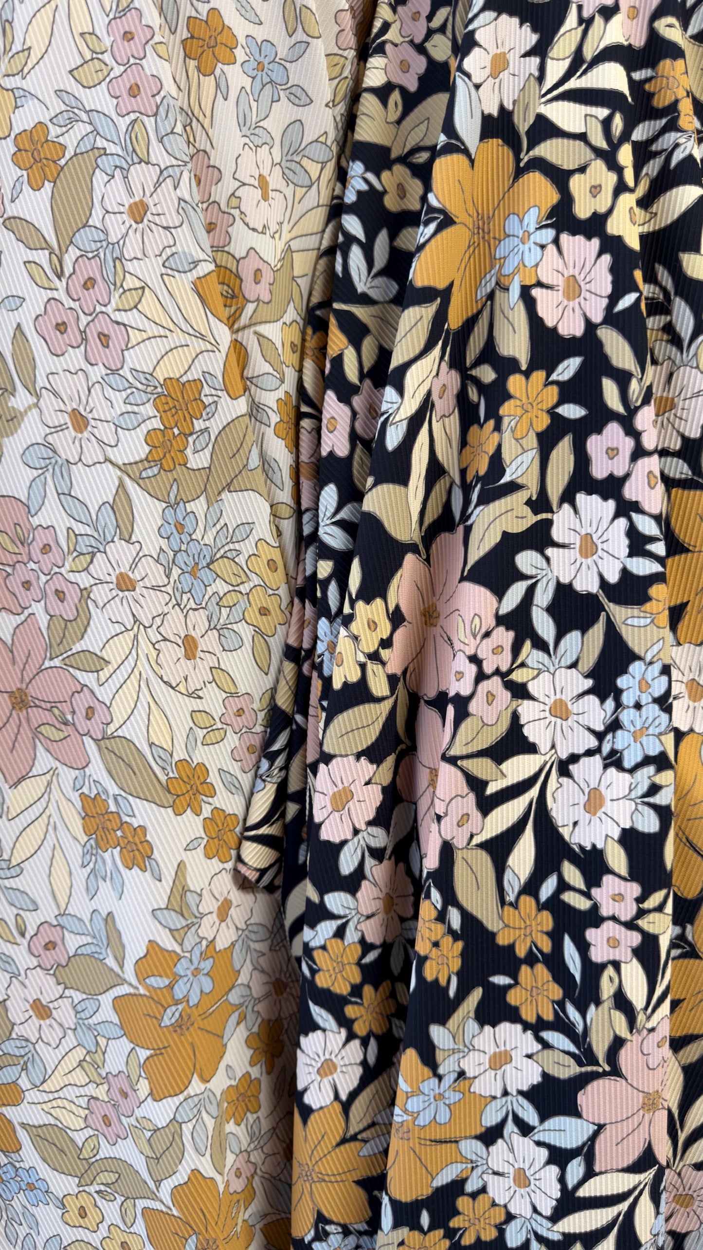 New Floral design print on rib nylon spandex 4-way stretch 58/60” Sold by the YD. Ships Worldwide from Los Angeles California USA.