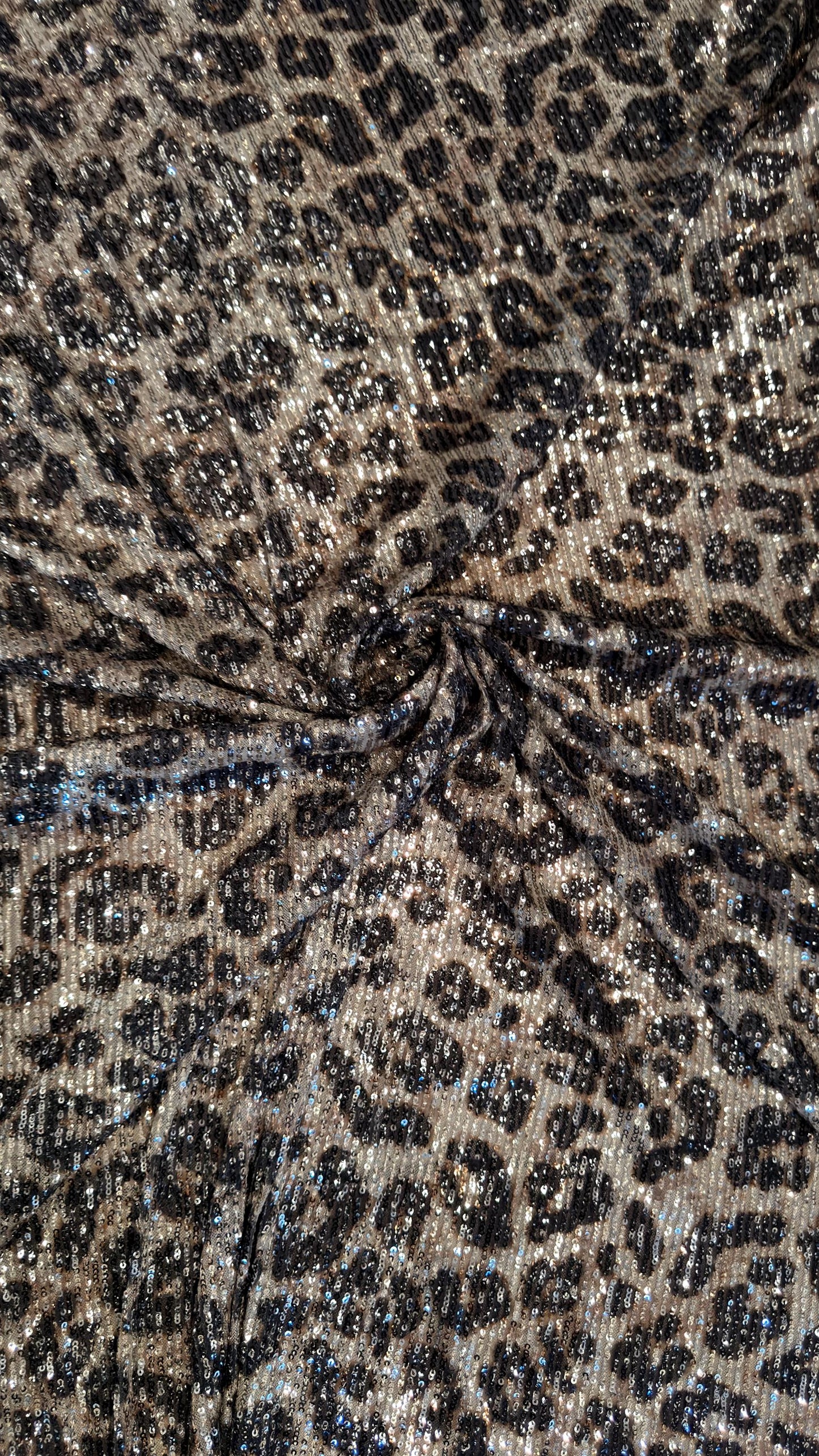 Exotic Leopard sequins design embroidered on stretch power mesh nylon spandex  4-way 55/57” High quality fabrics by AlexLAFabrics