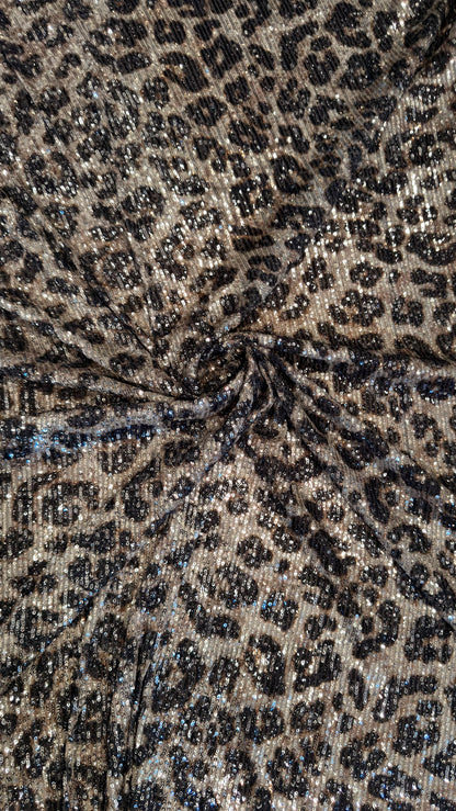 Exotic Leopard sequins design embroidered on stretch power mesh nylon spandex  4-way 55/57” High quality fabrics by AlexLAFabrics