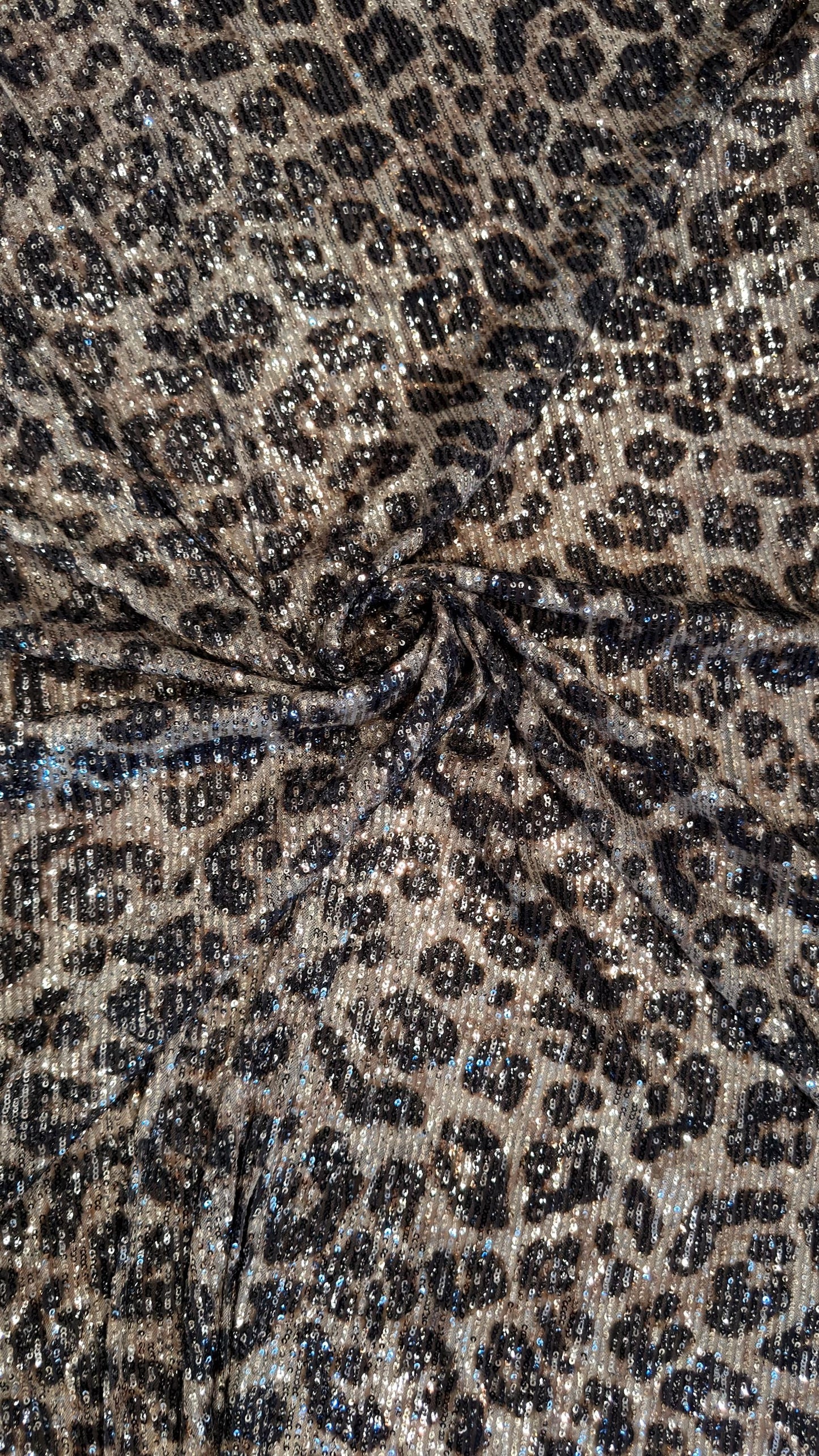 Exotic Leopard sequins design embroidered on stretch power mesh nylon spandex  4-way 55/57” High quality fabrics by AlexLAFabrics