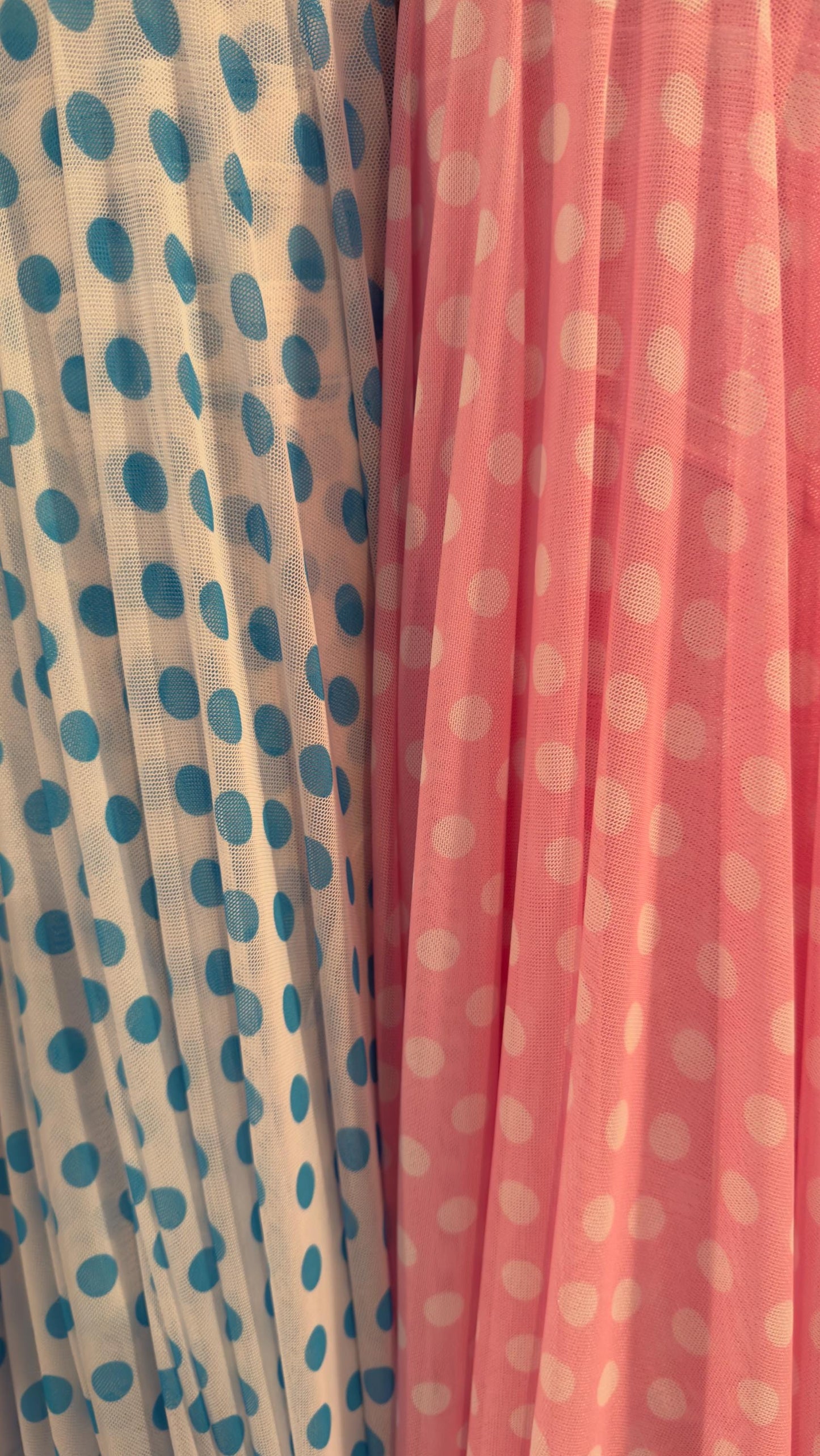 New polka dots design print on power mesh 4-way stretch  58/60” Sold by the YD. Ships worldwide from Los Angeles California USA.