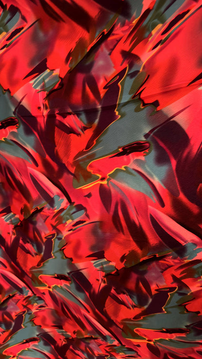New abstract design Multicolor print on poly spandex 2-way stretch 58/60” Sold by the YD. Ships worldwide from Los Angeles California USA.