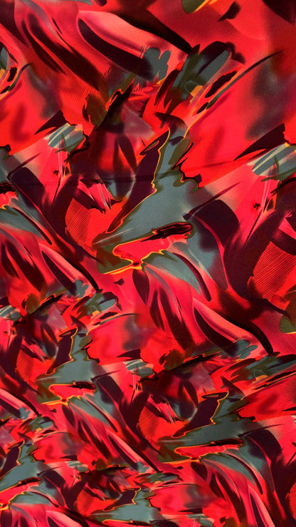 New abstract design Multicolor print on poly spandex 2-way stretch 58/60” Sold by the YD. Ships worldwide from Los Angeles California USA.