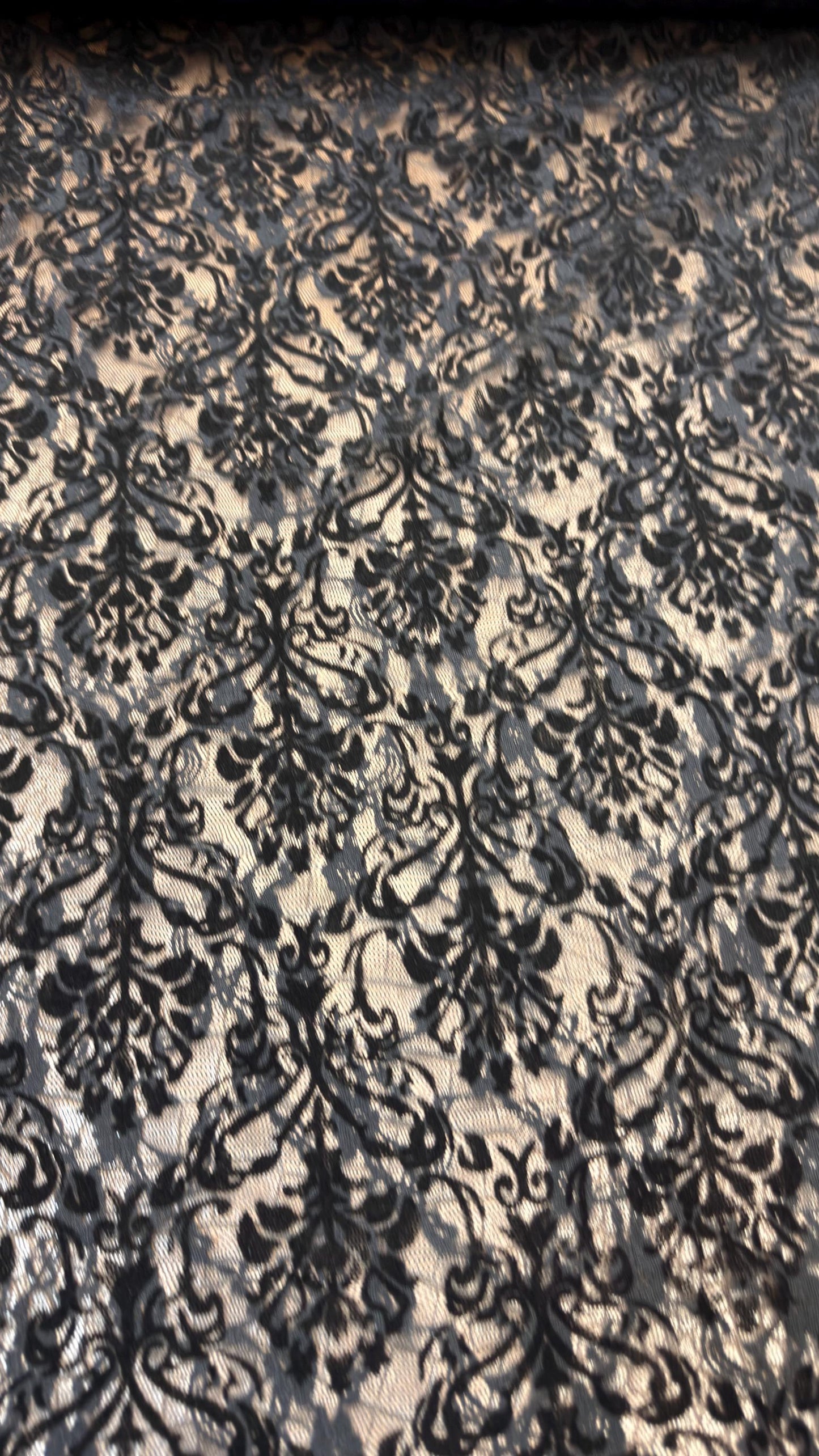 New Stretch Lace with flocking Damask design 58/60” 4-way stretch 58/60” Sold by the YD. Ships worldwide from Los Angeles California USA.