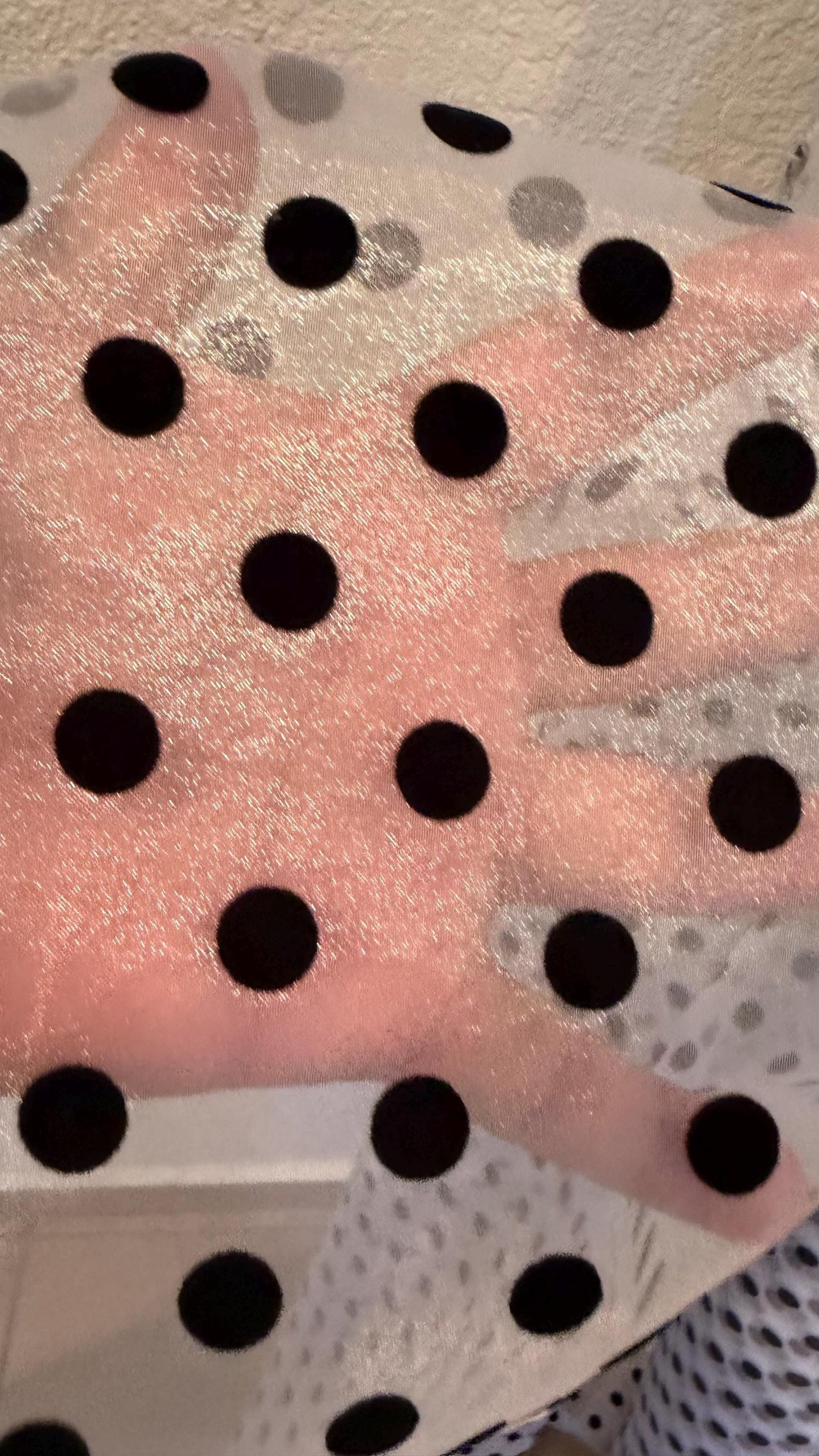 New Polka Dots flocking design  on great quality of crystal Silky Organza non stretch 58/60” Sold by the YD. Ships worldwide from LA CA