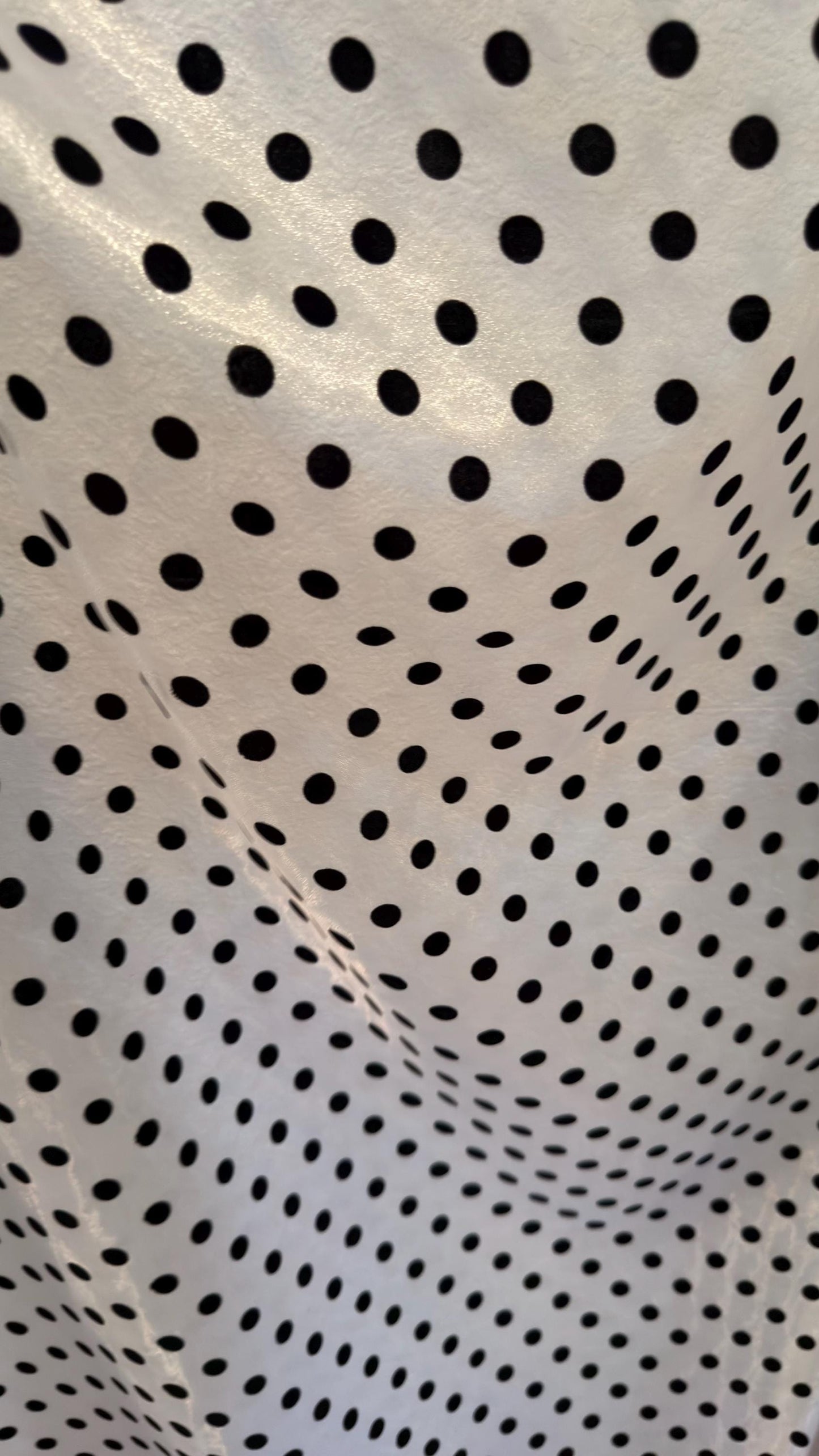 New Polka Dots flocking design  on great quality of crystal Silky Organza non stretch 58/60” Sold by the YD. Ships worldwide from LA CA