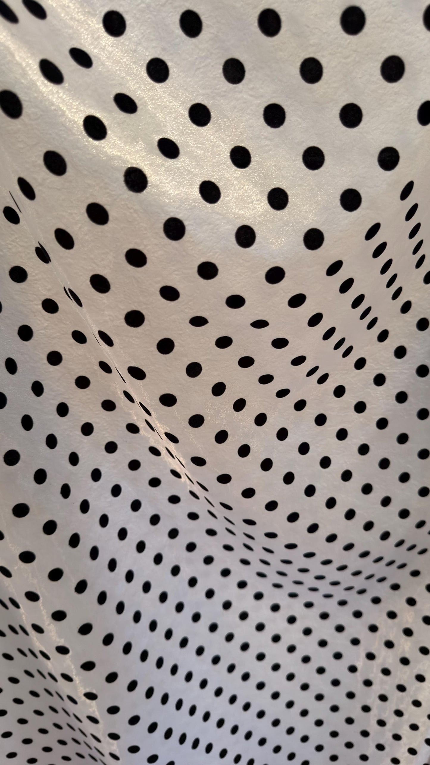 New Polka Dots flocking design  on great quality of crystal Silky Organza non stretch 58/60” Sold by the YD. Ships worldwide from LA CA