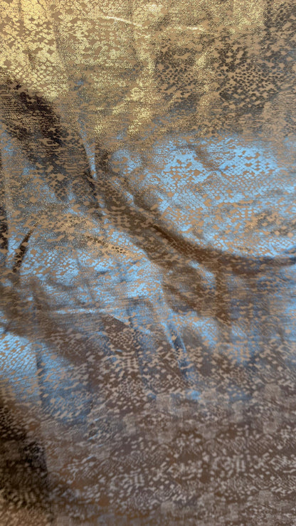 New Twill fabric Snake Design 2-way stretch with silver metallic all over foil  58/60" Sold by the YD. Ships worldwide from Los Angeles CA