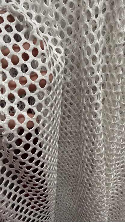 Metallic diamond mesh design medium size nylon mesh 4-way stretch 58/60” Sold by the YD. Ships worldwide from Los Angeles California USA.