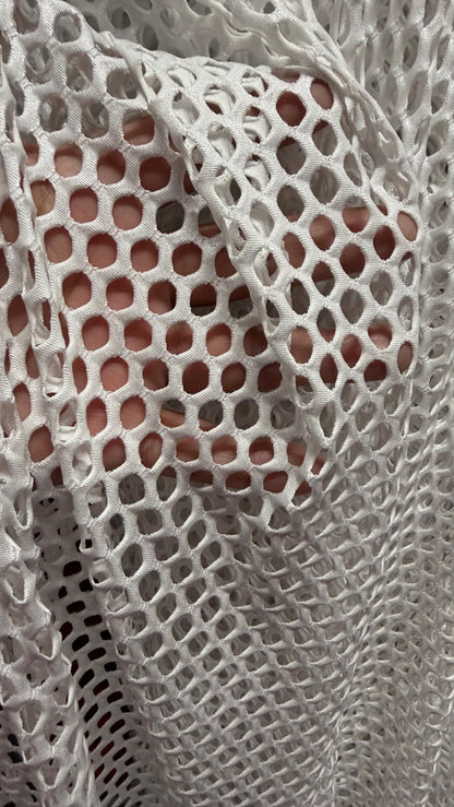 Metallic diamond mesh design medium size nylon mesh 4-way stretch 58/60” Sold by the YD. Ships worldwide from Los Angeles California USA.