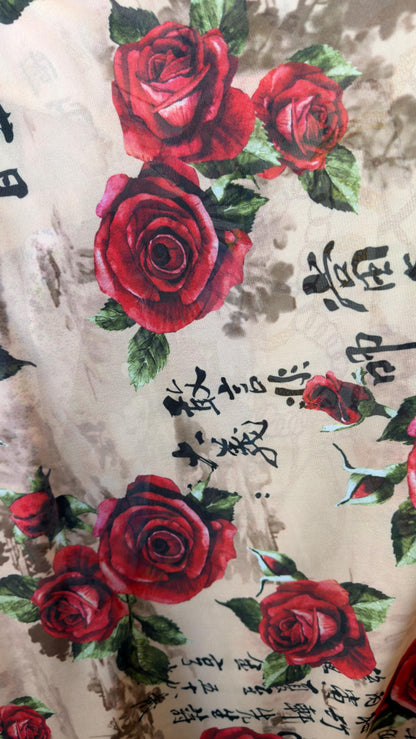New Exotic Red Rose design print on great quality of power mesh 4-way stretch 58/60” Sold by the YD. Ships Worldwide from Los Angeles CA