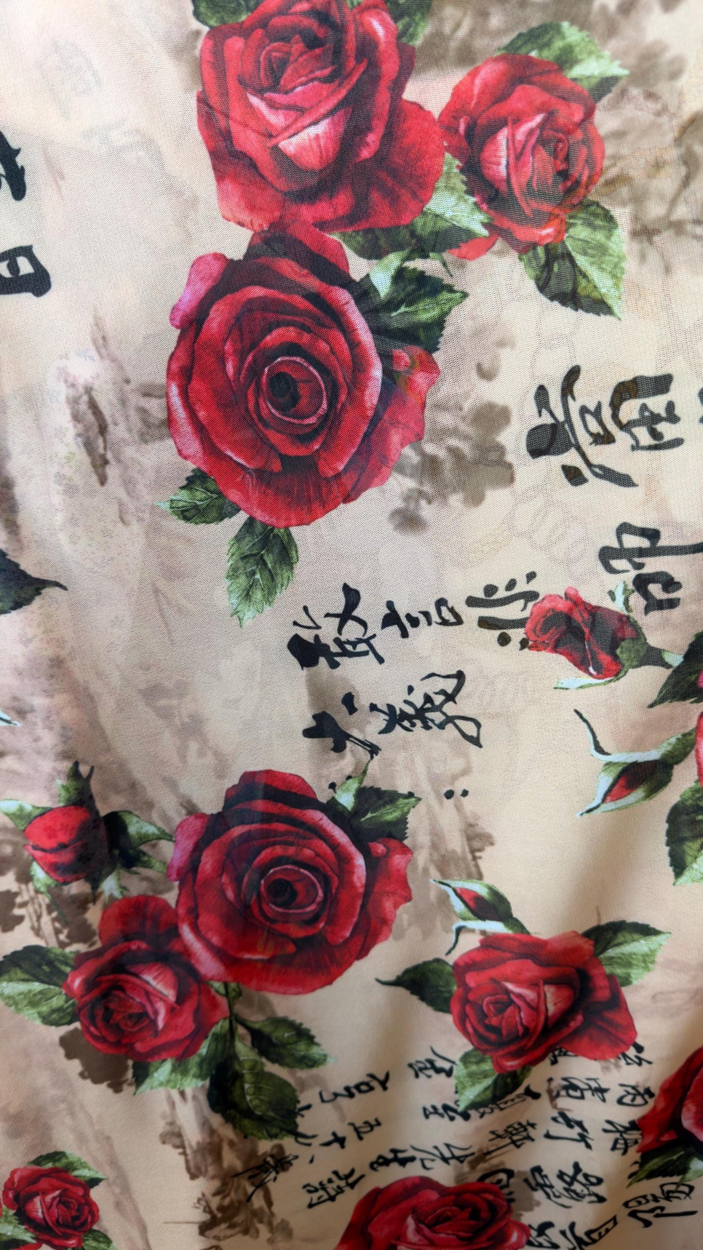New Exotic Red Rose design print on great quality of power mesh 4-way stretch 58/60” Sold by the YD. Ships Worldwide from Los Angeles CA