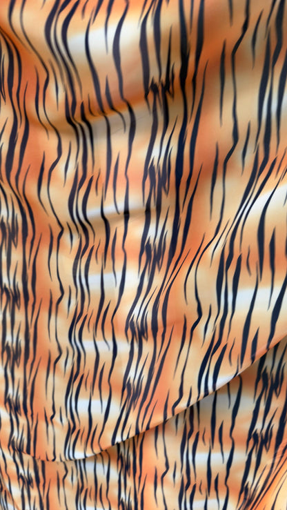 New Exotic Tiger design print on great quality of silky high multi chiffon non stretch 58/60” Sold by the YD. Ships worldwide