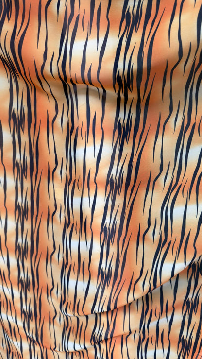 New Exotic Tiger design print on great quality of silky high multi chiffon non stretch 58/60” Sold by the YD. Ships worldwide