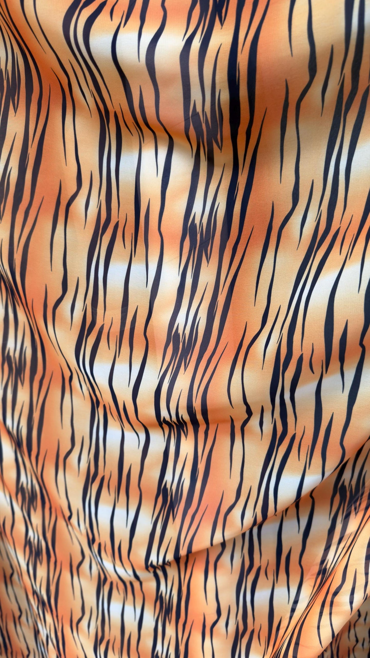 New Exotic Tiger design print on great quality of silky high multi chiffon non stretch 58/60” Sold by the YD. Ships worldwide