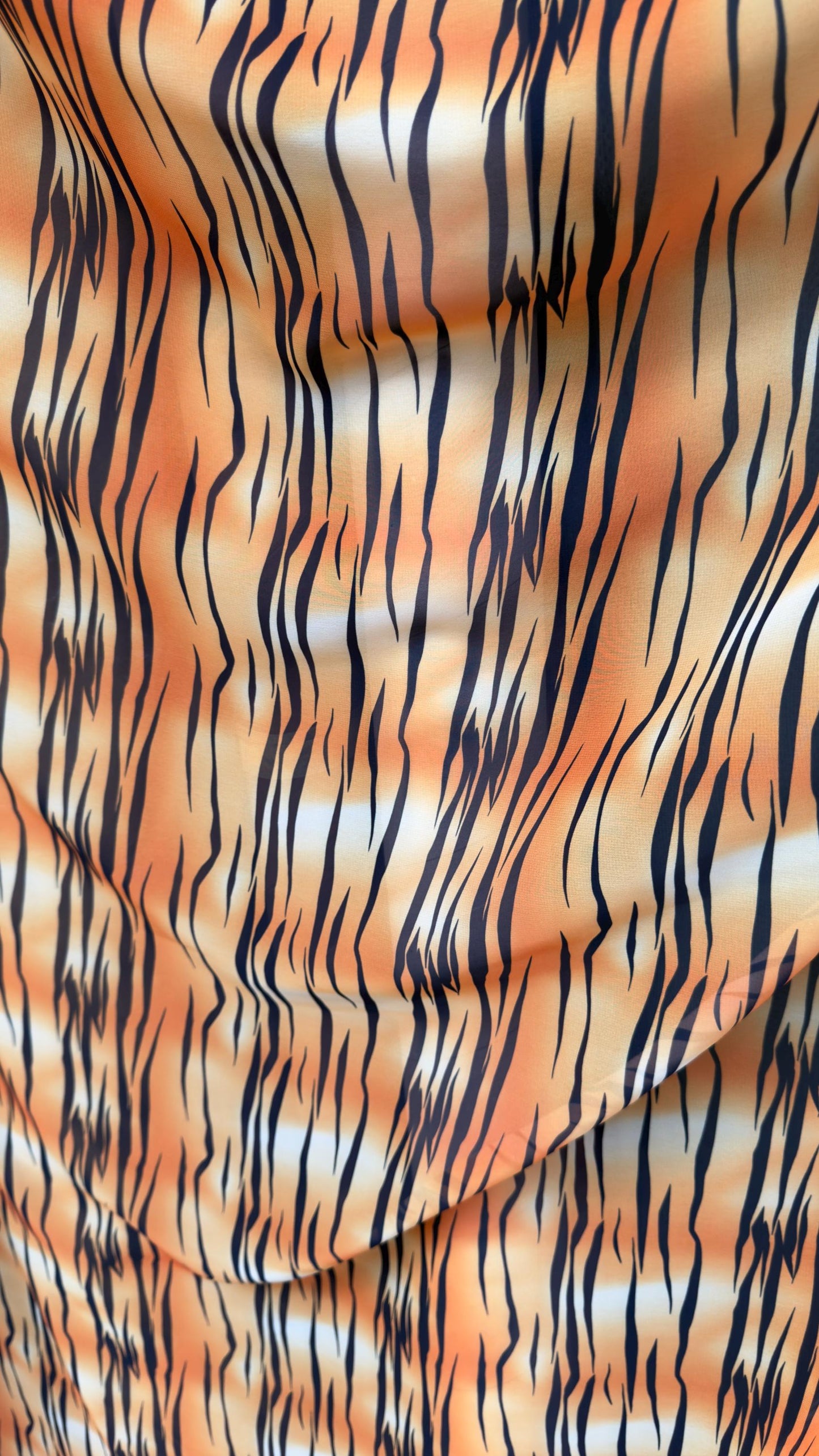 New Exotic Tiger design print on great quality of silky high multi chiffon non stretch 58/60” Sold by the YD. Ships worldwide