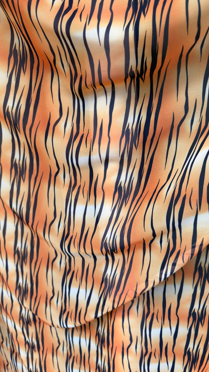 New Exotic Tiger design print on great quality of silky high multi chiffon non stretch 58/60” Sold by the YD. Ships worldwide
