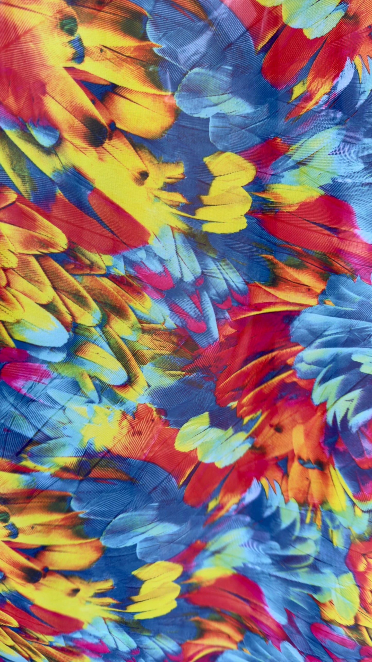 New Abstract Feathers design print on great quality of silky high multi chiffon non stretch 58/60” Sold by the YD. Ships worldwide