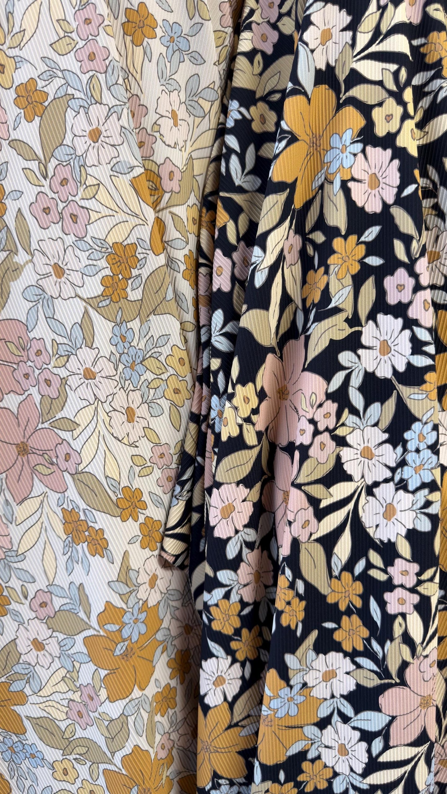 New Floral design print on rib nylon spandex 4-way stretch 58/60” Sold by the YD. Ships Worldwide from Los Angeles California USA.