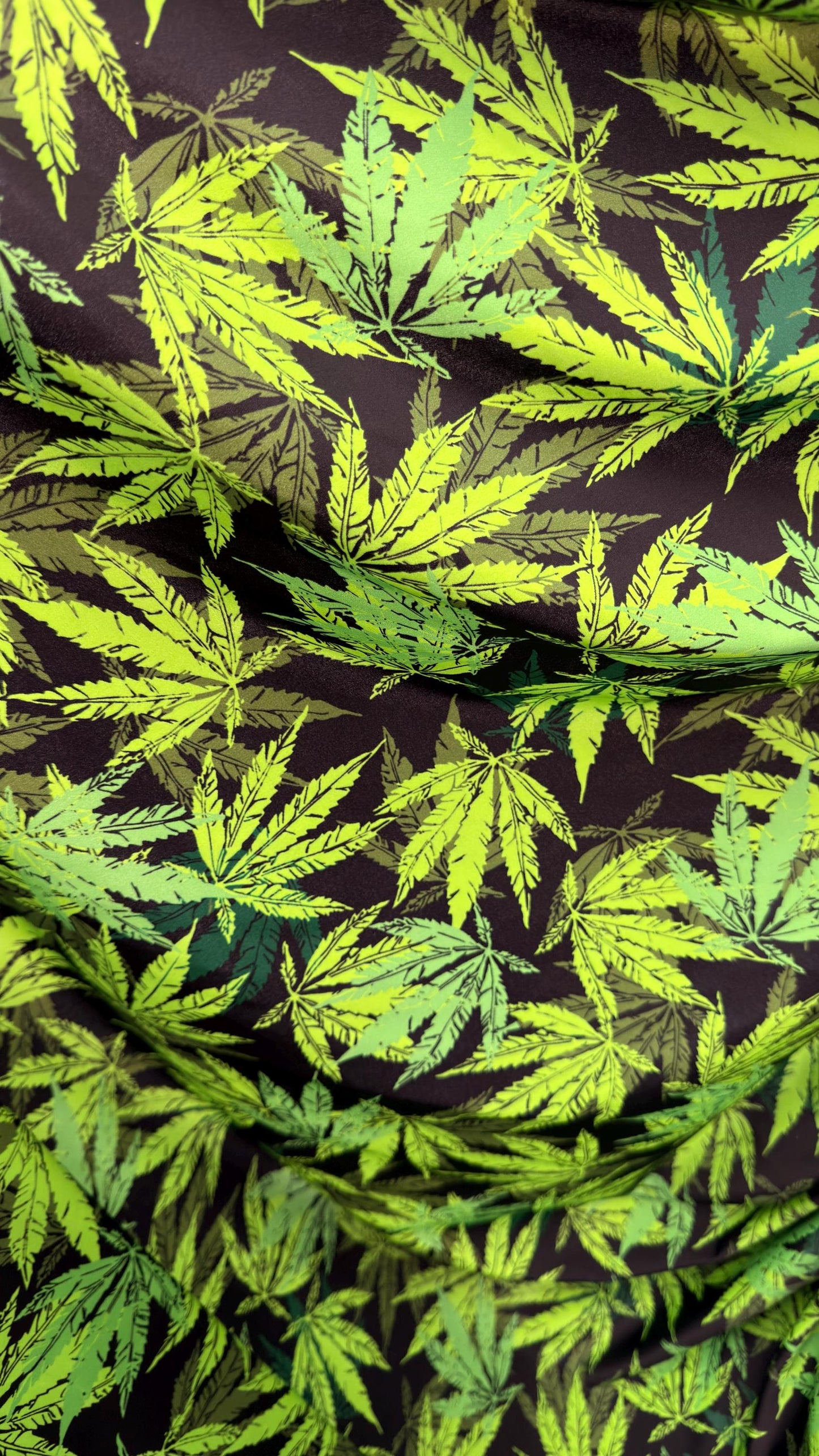 New Marihuana cannabis leaf design print on best quality of nylon spandex 4-way stretch 58/60” Sold by the YD. Ships worldwide from L.A CA.