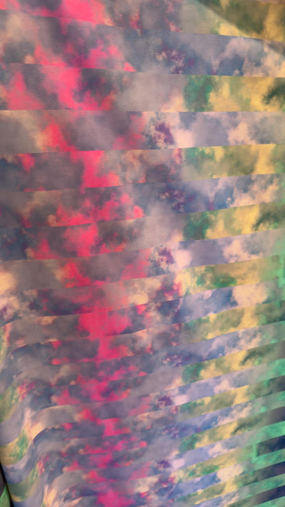New tie dye Clouds stripped design nylon spandex 4way Stretch multicolor 58/60" sold by the yd. ships worldwide from Los Angeles California