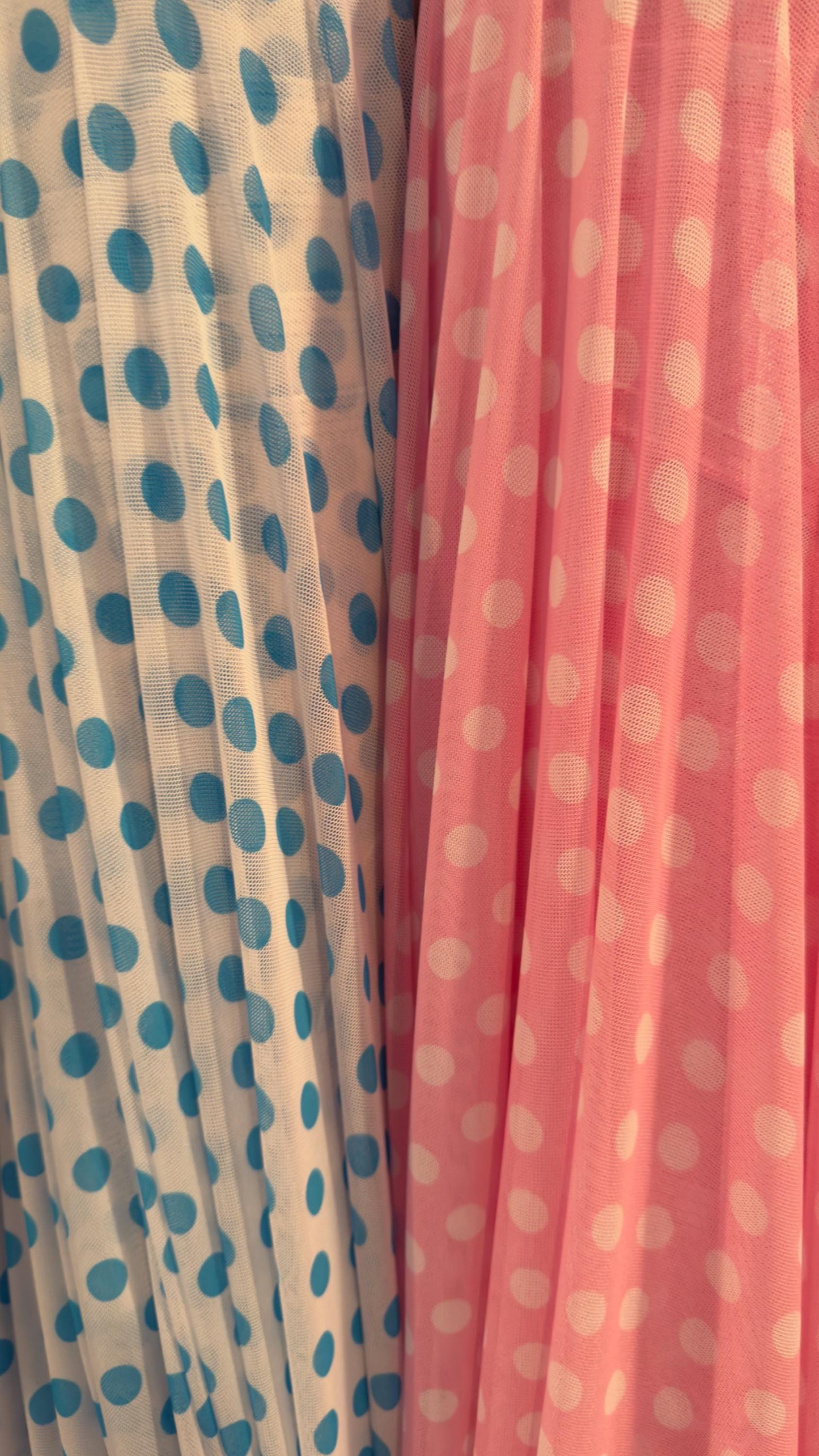 New polka dots design print on power mesh 4-way stretch  58/60” Sold by the YD. Ships worldwide from Los Angeles California USA.
