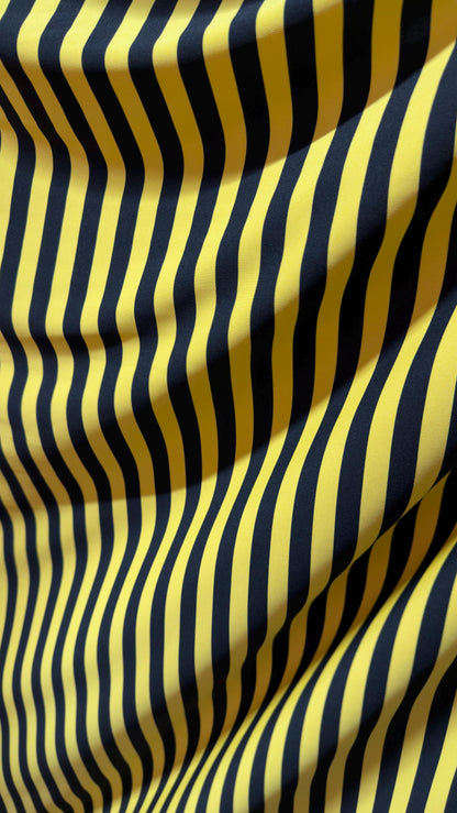 Stripe design print on poly spandex 4way stretch 58/60" sold by the yd. Ships worldwide from Los Angeles California USA. High quality fabric