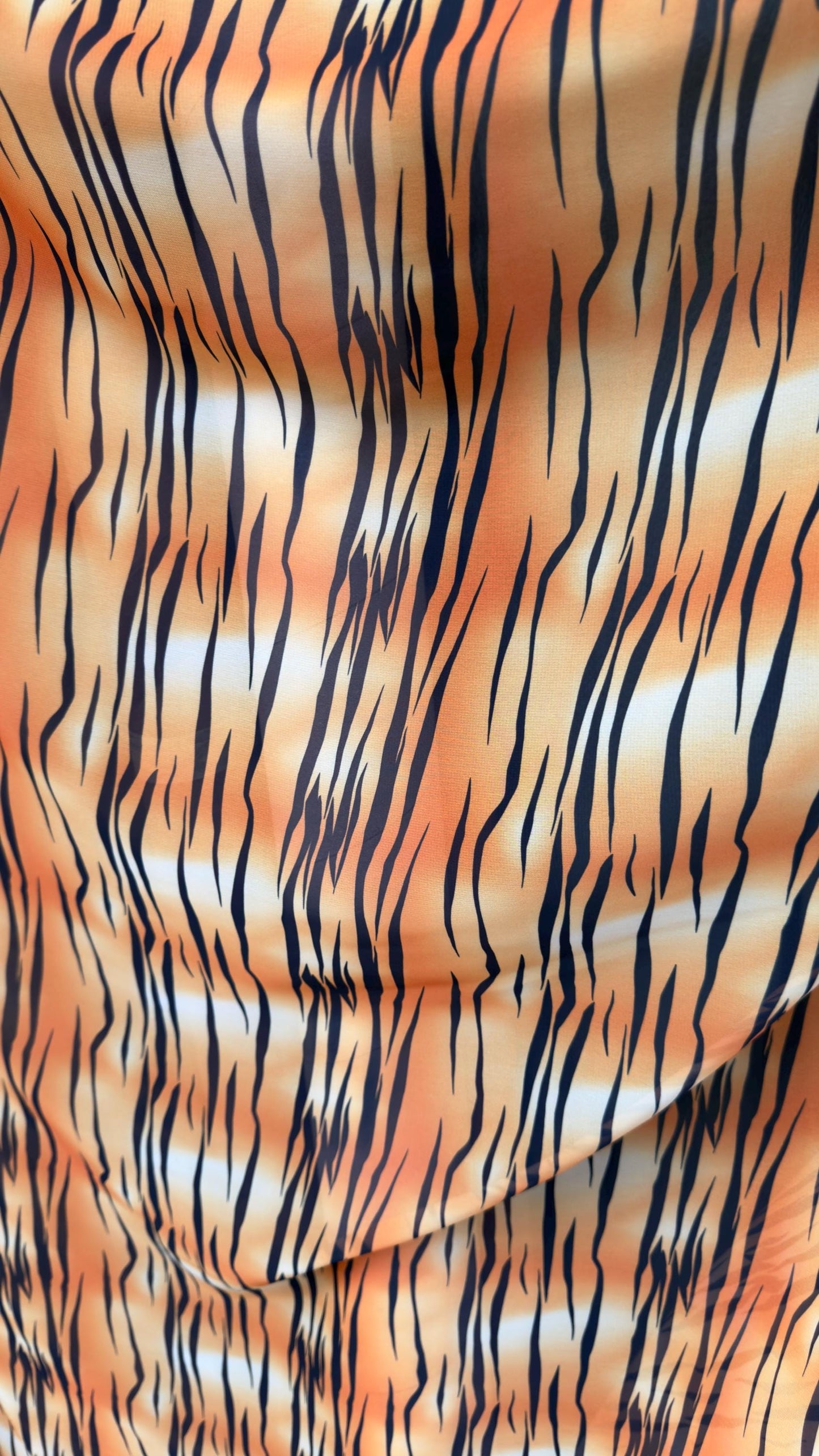 New Exotic Tiger design print on great quality of silky high multi chiffon non stretch 58/60” Sold by the YD. Ships worldwide