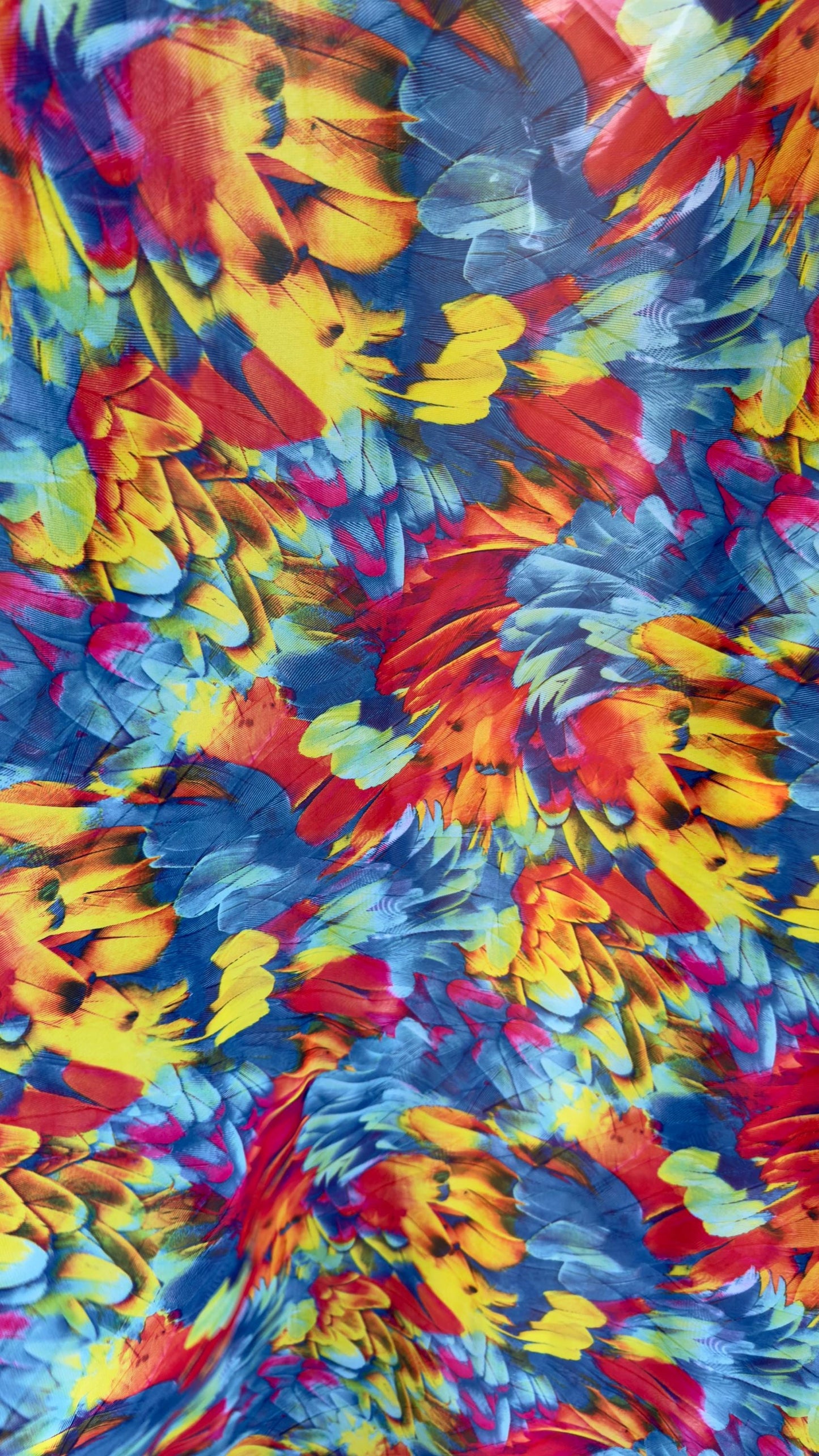 New Abstract Feathers design print on great quality of silky high multi chiffon non stretch 58/60” Sold by the YD. Ships worldwide