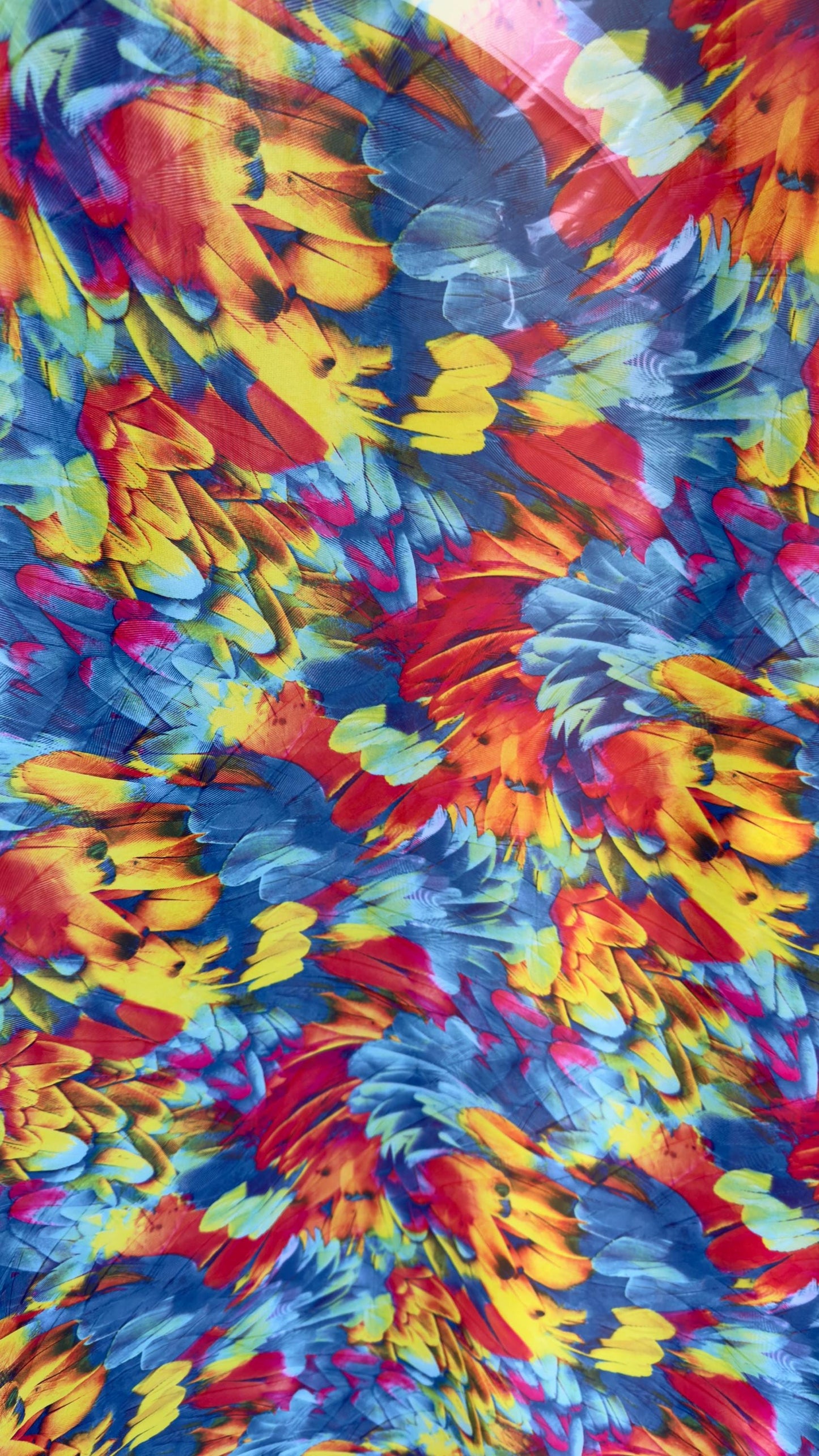 New Abstract Feathers design print on great quality of silky high multi chiffon non stretch 58/60” Sold by the YD. Ships worldwide