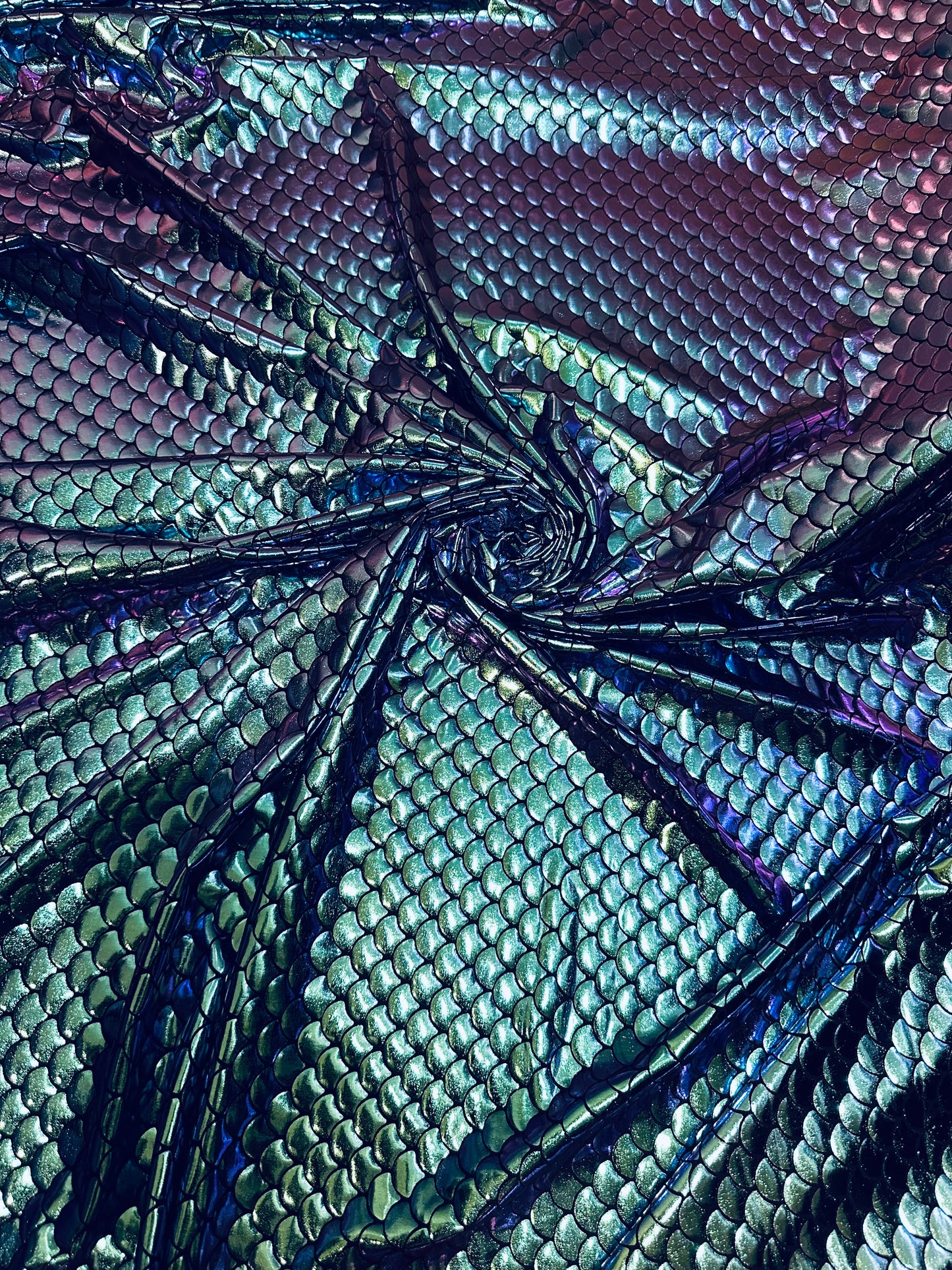 New Luxury Iridescent mermaid design purple/green hologram metallic nylon spandex high quality fabrics by AlexLAFabrics