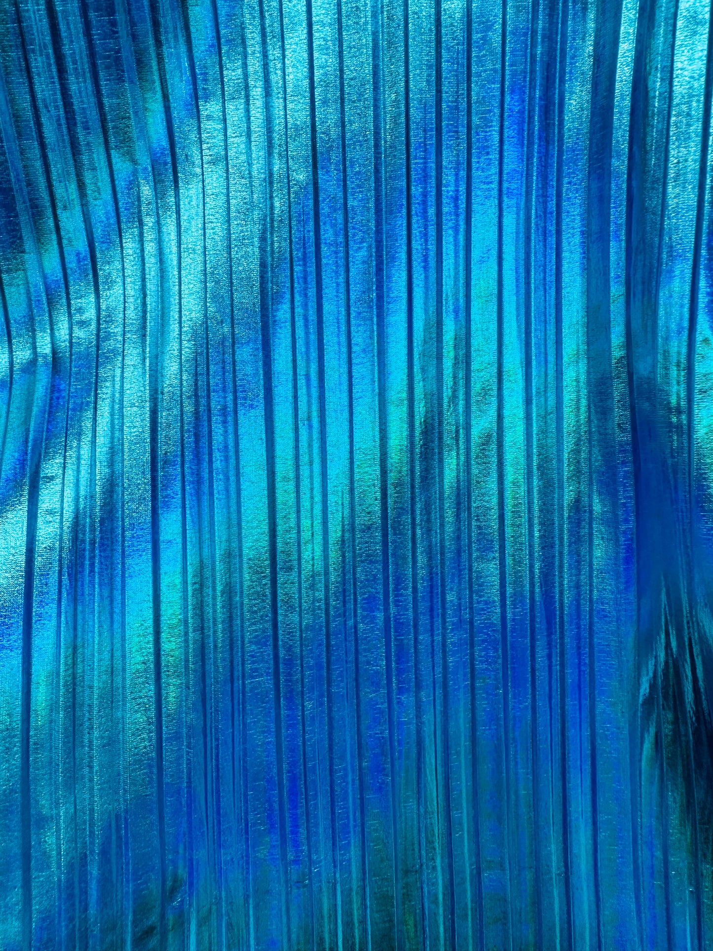 Deluxe Pleated Iridescent all over foil 2-way stretch High quality fabrics by AlexLAFabrics