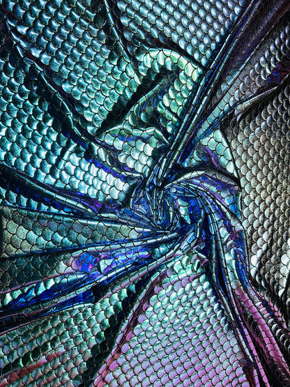 New Luxury Iridescent mermaid design purple/green hologram metallic nylon spandex high quality fabrics by AlexLAFabrics