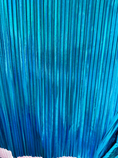 Deluxe Pleated Iridescent all over foil 2-way stretch High quality fabrics by AlexLAFabrics