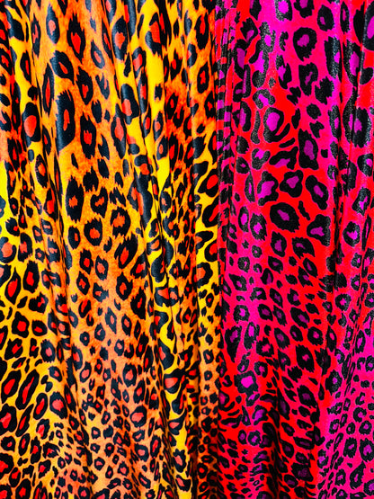 Wildcat Leopard design print on great quality of stretch velvet 4-way stretch 58/60”