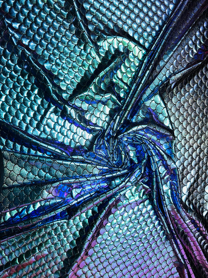 New Luxury Iridescent mermaid design purple/green hologram metallic nylon spandex high quality fabrics by AlexLAFabrics