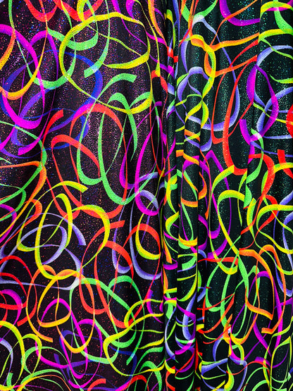 Deluxe Confetti design hologram metallic nylon spandex 4-way stretch