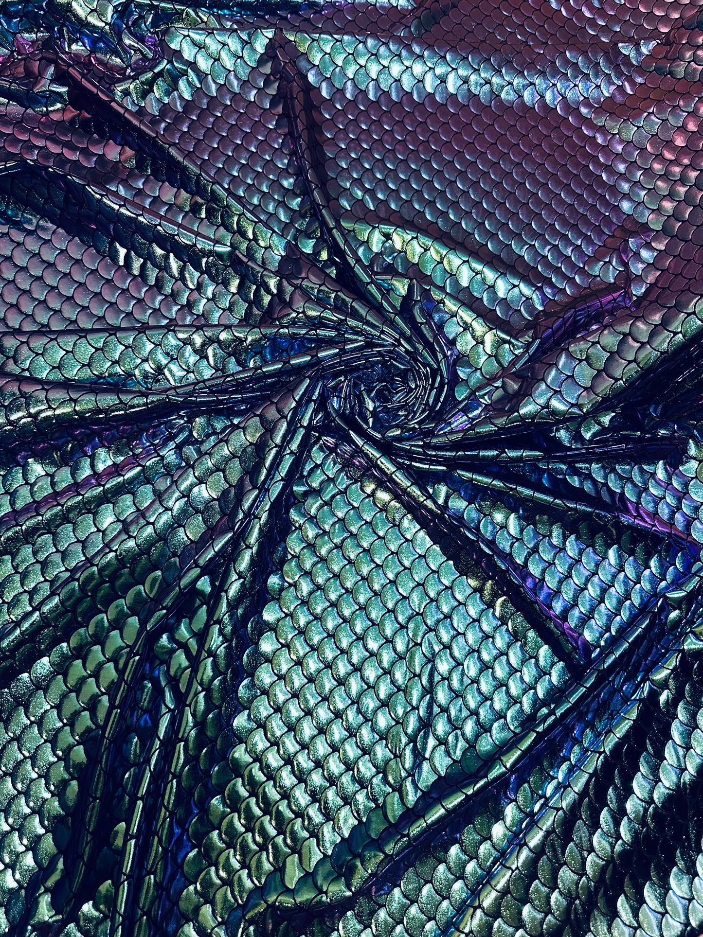 New Luxury Iridescent mermaid design purple/green hologram metallic nylon spandex high quality fabrics by AlexLAFabrics